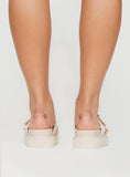 Ma Belle Sandals Cream Faux Suede