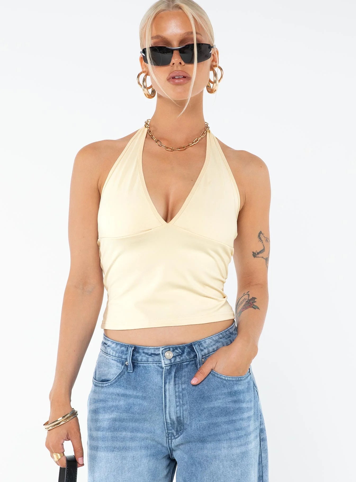 Larkai Halter Top Beige