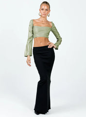 Nakai Lace Up Long Sleeve Top Sage