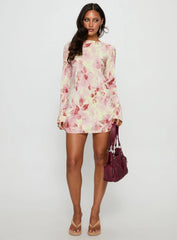 Odelie Long Sleeve Plisse Mini Dress Multi Floral