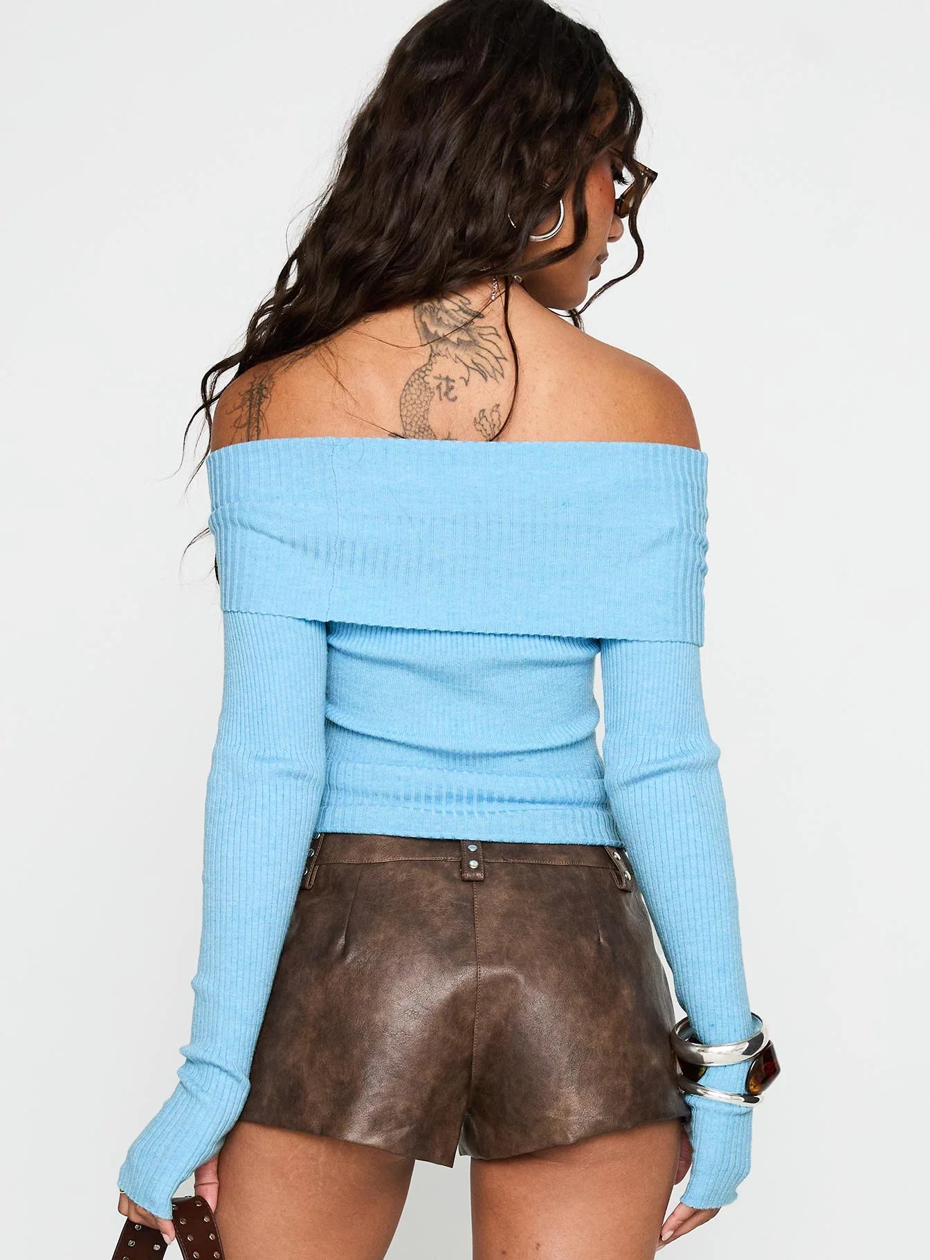 Morley Off Shoulder Sweater Blue