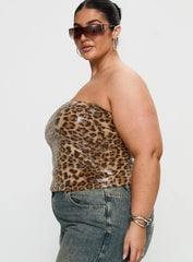 Learn To Fly Strapless Sequin Top Leopard Curve