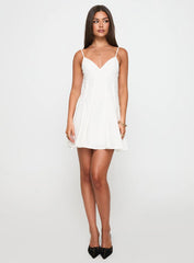 Libertie Pleat Mini Dress White