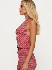 Whimsy Halter Top Red Gingham