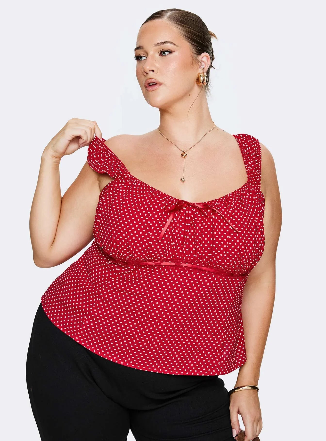 Garconne Top Red Polka Curve