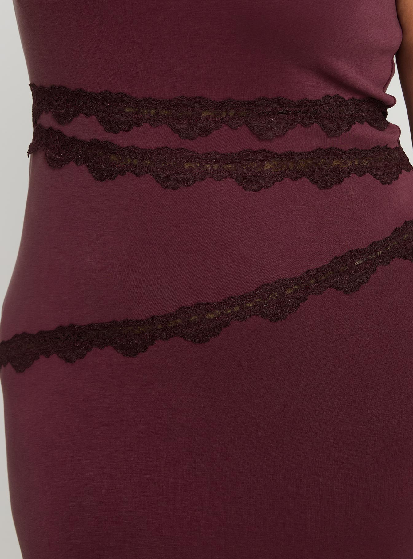 Ultraviolet One Shoulder Lace Maxi Dress Wine Curve