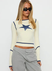 Starshot Long Sleeve Graphic Top Cream