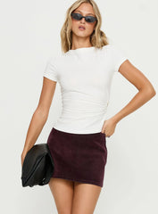 Karra Flocked Mini Skirt Washed Red