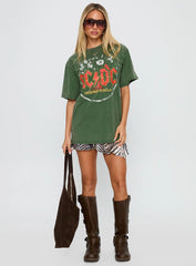 Acdc Vintage Oversized Graphic Top Green