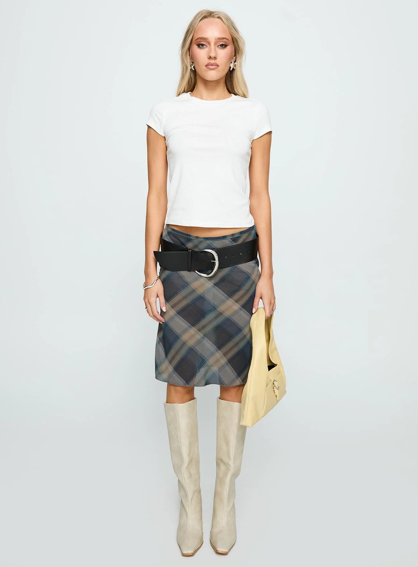 Shoreline Midi Skirt Blue Check