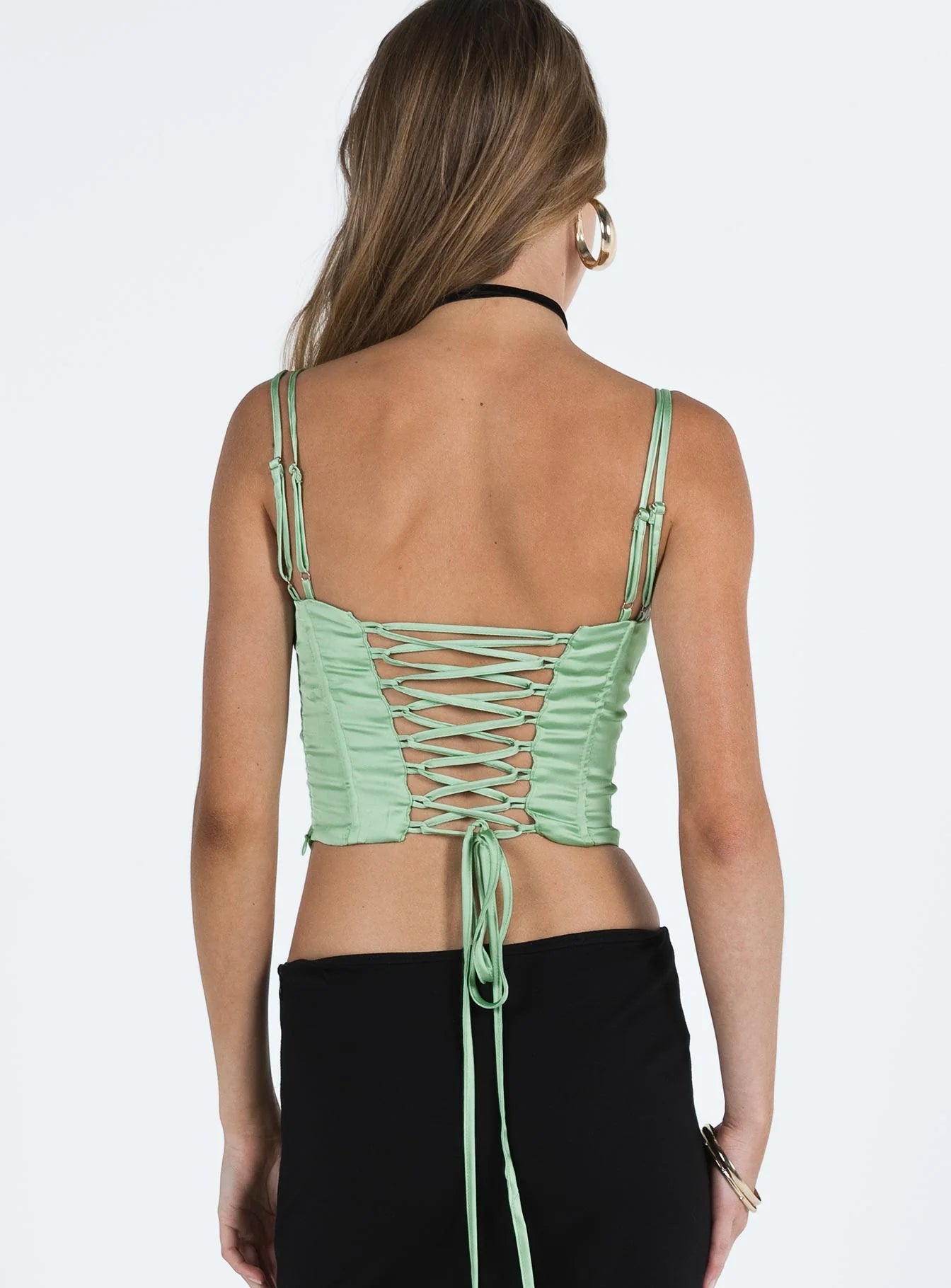 Zora Satin Top Green