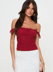 Ayaan Off The Shoulder Top Red
