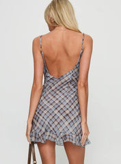 Milada Frill Hem Mini Dress Blue Multi