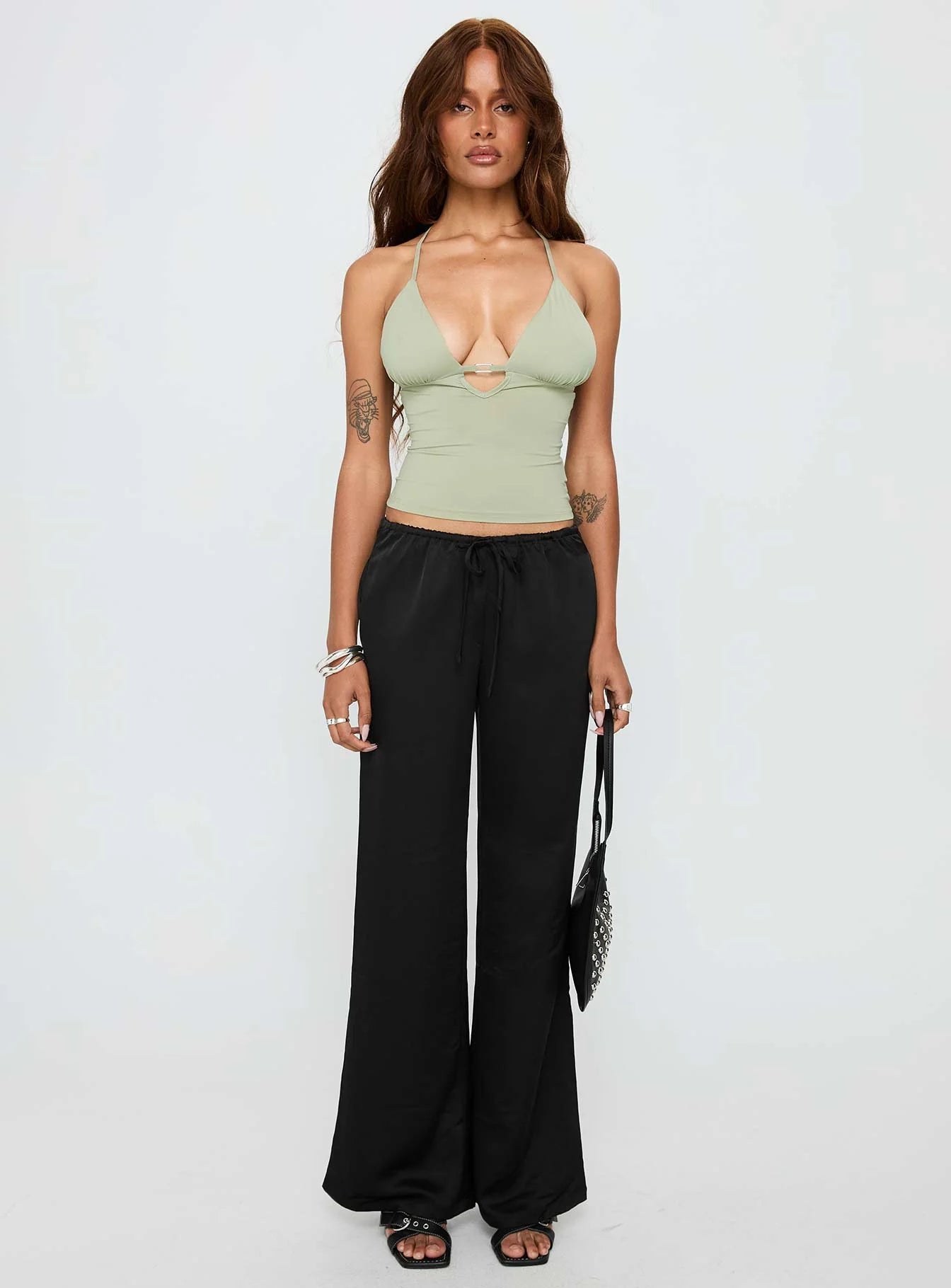 Norwalk Plunge Neck Top Sage