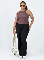 Play The Game Tank Top Brown Curve