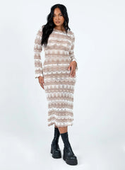 Leah Knit Midi Dress Beige