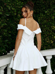 Streetlights Off Shoulder Mini Dress White