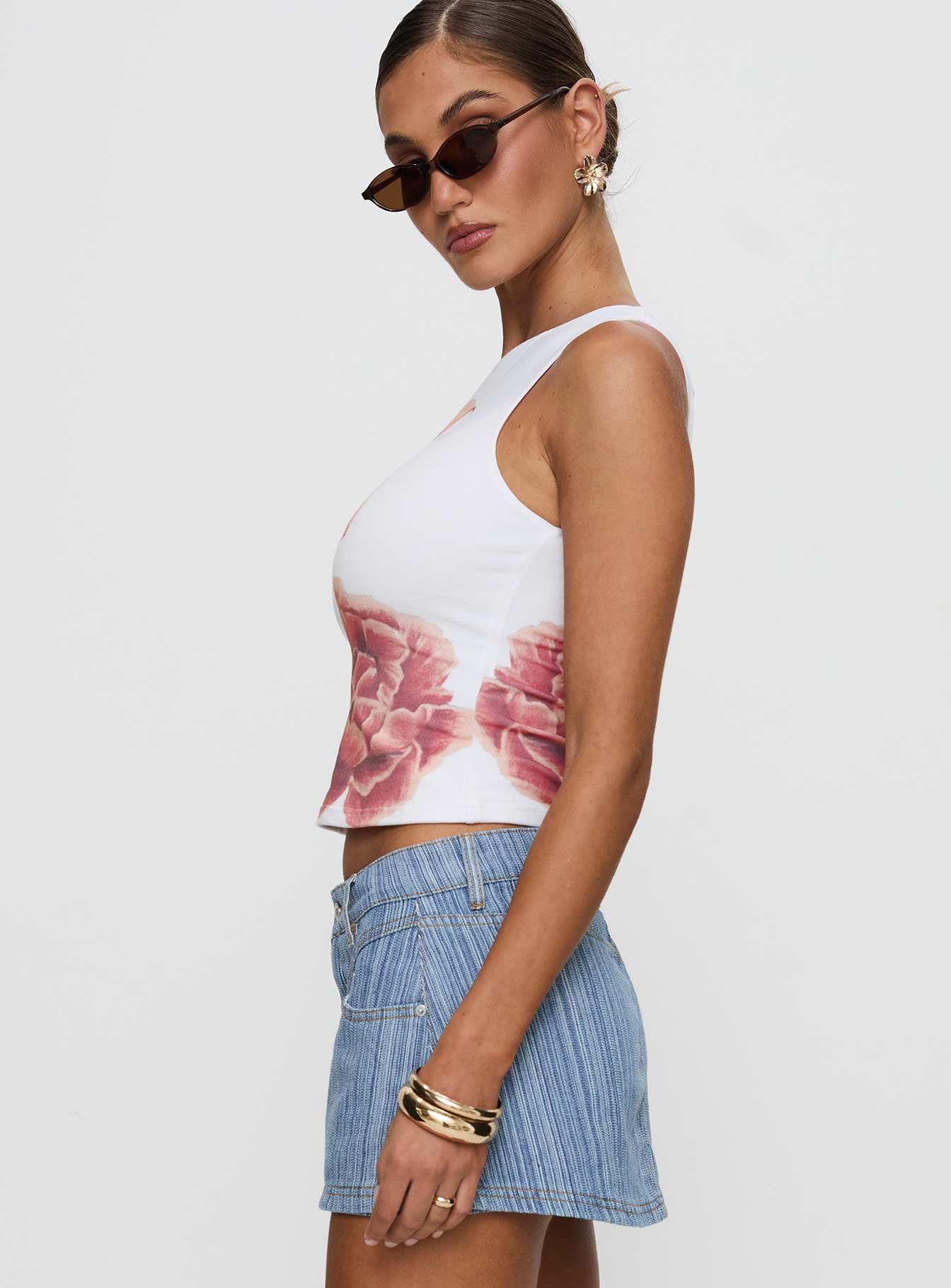 Pegasus Boat Neck Top White Floral