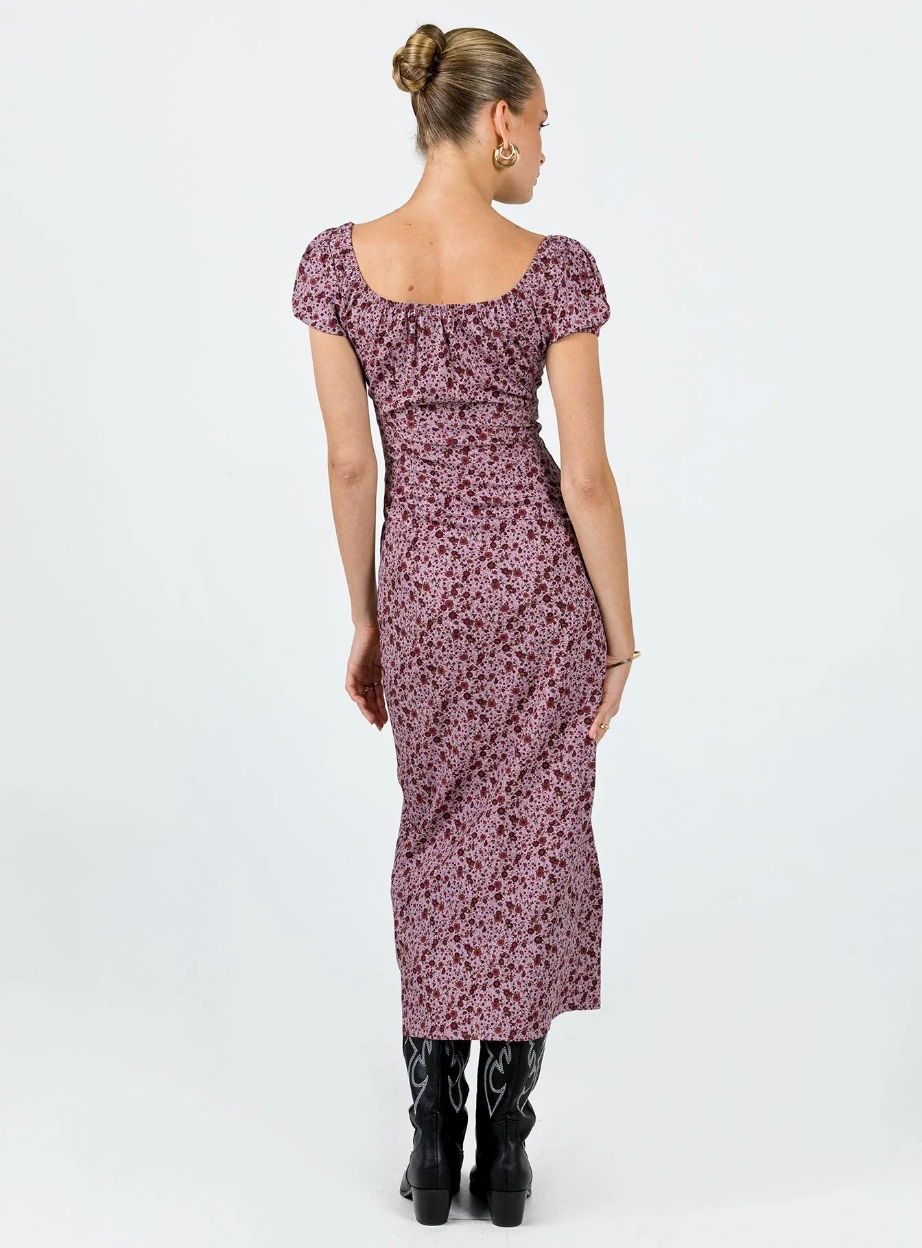 Motel Larson Dress 90s Floral Burgundy