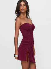 Me Again Strapless Mini Dress Burgundy
