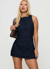 Ainsleigh Shift Denim Playsuit Mid Wash Petite