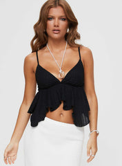 Laren Flutter Cami Top Black