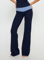 Kobee Jersey Flare Pants Navy / Light Blue