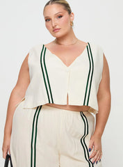 Heenny Vest Top White / Green Curve