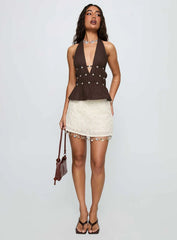 We Made It Sequin Skort Cream
