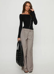 Jillianna Button Detail Off Shoulder Top Black