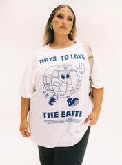Organic Love The Earth Oversized Tee White Curve