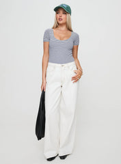 Brynne Bodysuit White / Navy Stripe