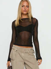 Perfect Mirage Sheer Long Sleeve Top Black
