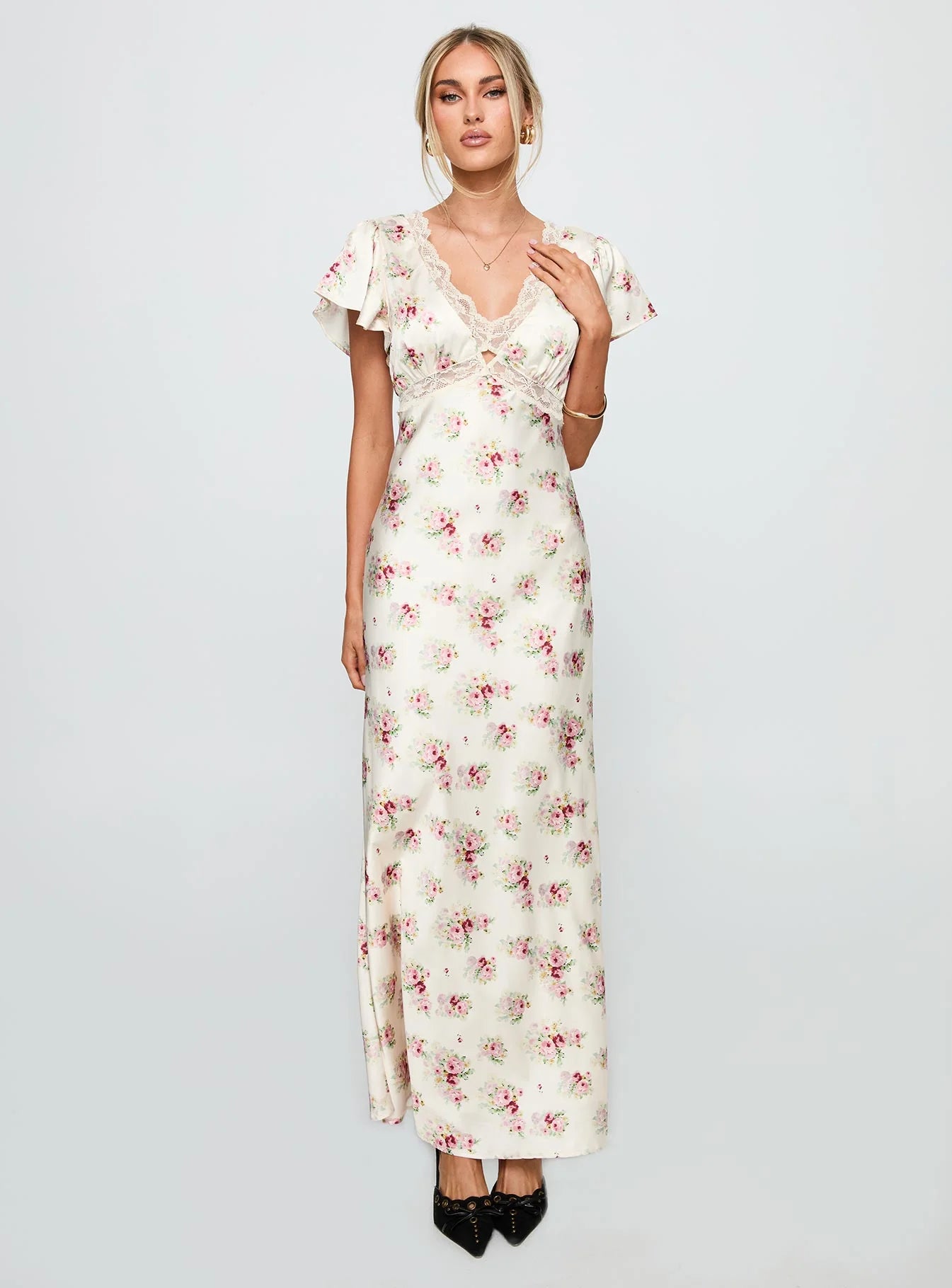 Miraselle Maxi Dress Cream Floral