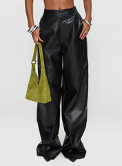 Tempted Faux Leather Pant Black