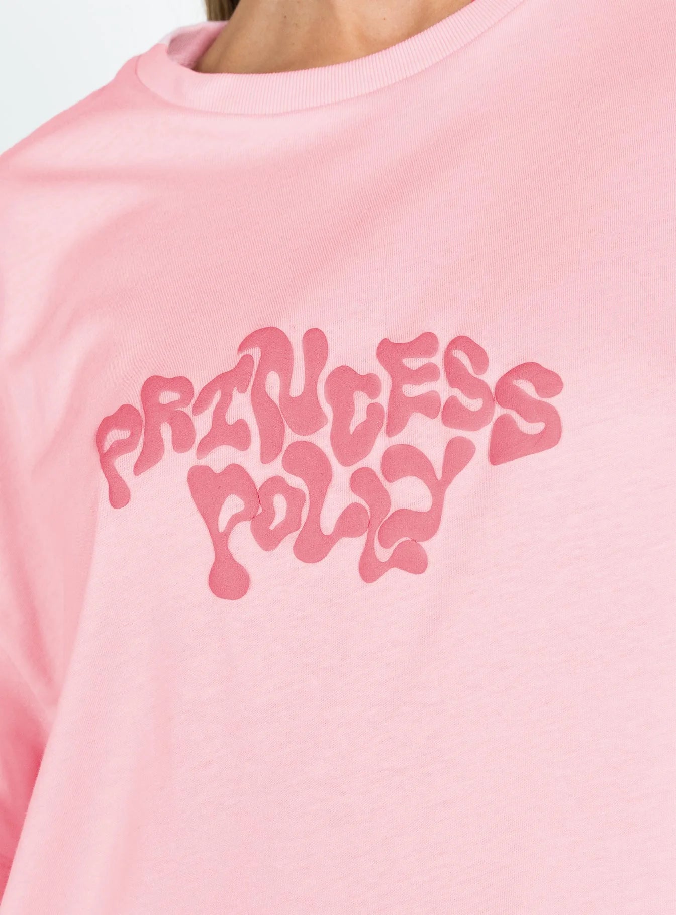 Princess Polly Oversized Tee Squiggle Text Pink