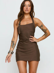 Deona Tailored Mini Dress Brown