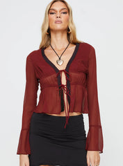Taliyah Long Sleeve Top Burgundy