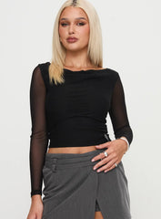 Valette Mesh Long Sleeve Top Black