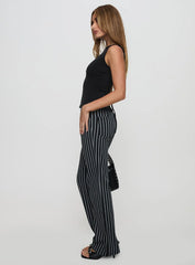 Allude Low Waist Pinstripe Pant Black
