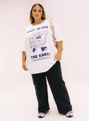 Organic Love The Earth Oversized Tee White Curve