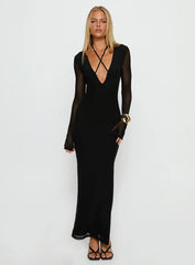 Ariadna Cut Out Long Sleeve Maxi Dress Black