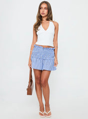 Othira Shirring Mini Skirt Blue Stripe