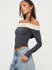 Machado Off The Shoulder Top Slate / Beige