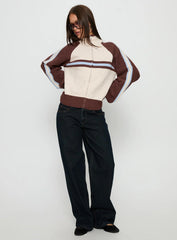 Lexanne Zip Through Knit Jumper Cream Multi