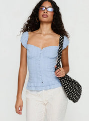 Suiter Frill Detail Top Soft Blue