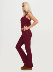 Closed Eyes Flared Pants Maroon
