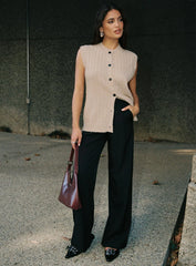 Brookvale Button Up Knit Vest Beige