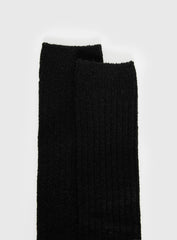 Boderline High Knee Ribbed Socks Black