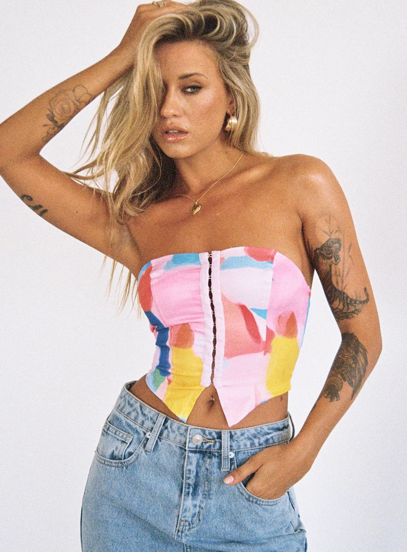 Love All Strapless Top Multi